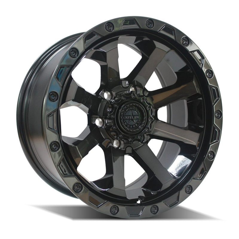 American Outlaw 17x8 +30 6x139.7 CAPONE Gloss Black Tinted Face
