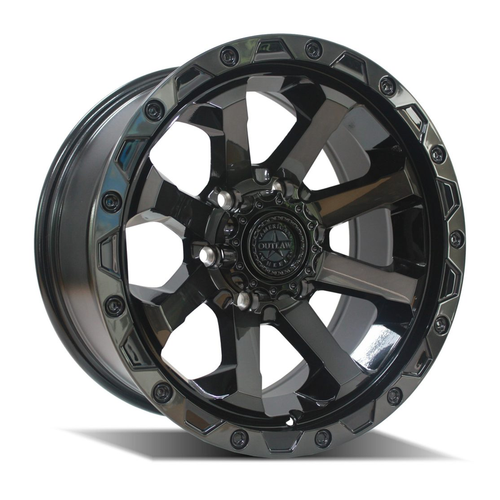 American Outlaw 17x8 +30 6x139.7 CAPONE Gloss Black Tinted Face