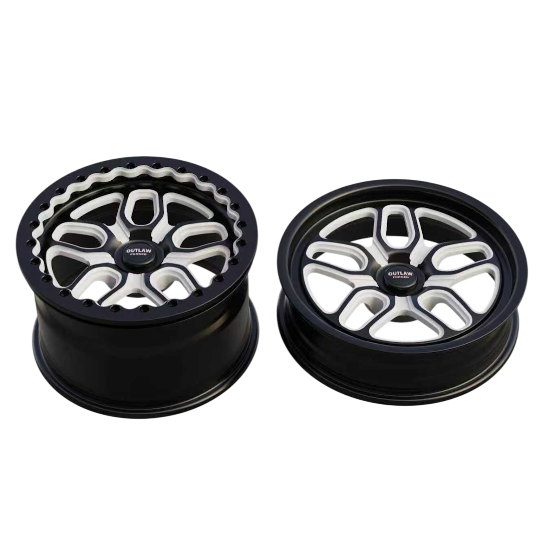 DragPAK 18/17" - Satin Black Machined - Forged Set with Beadlocks