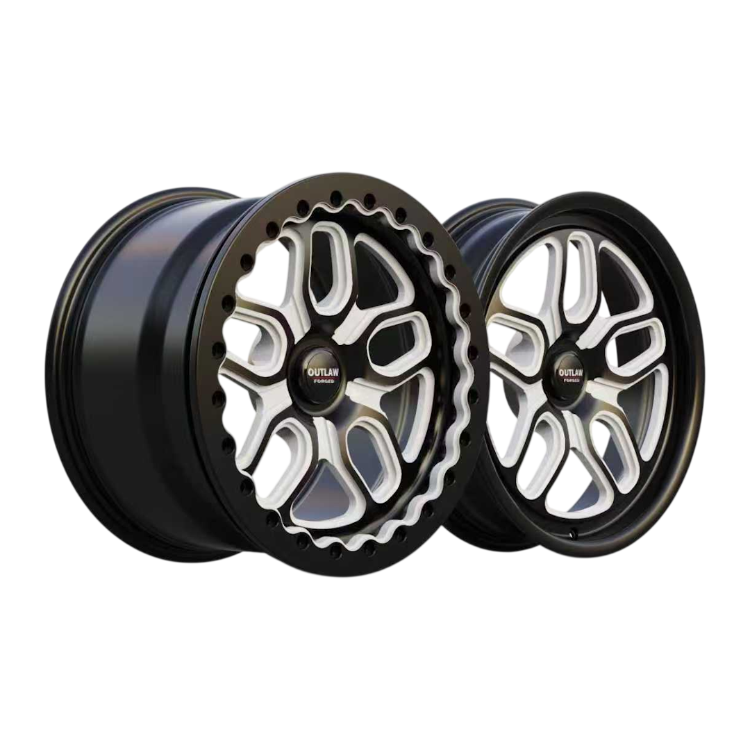 DragPAK 18/17" - Satin Black Machined - Forged Set with Beadlocks