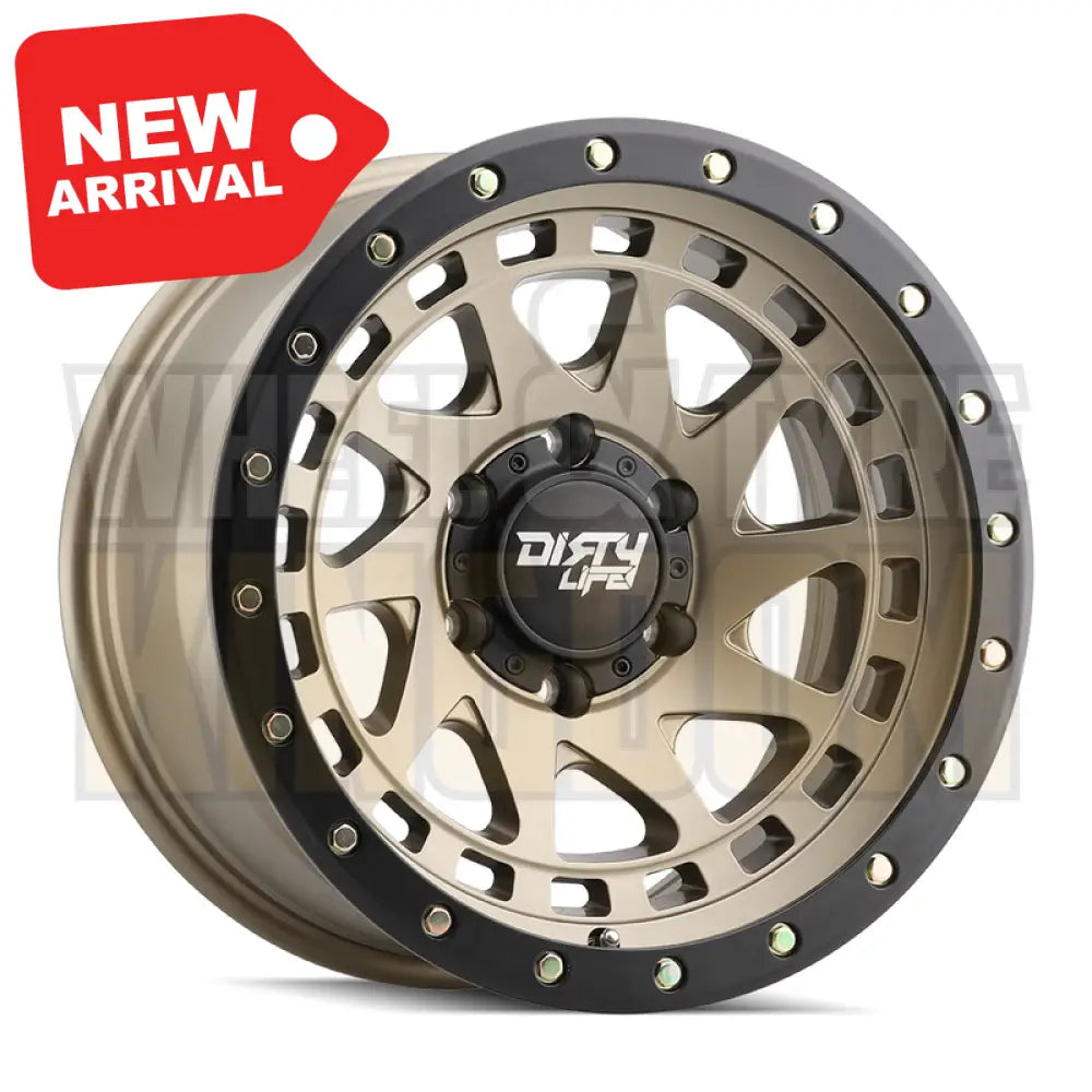 DIRTY LIFE 17x8.5 +0 6x139.7 ENIGMA PRO SATIN GOLD BLACK LIP