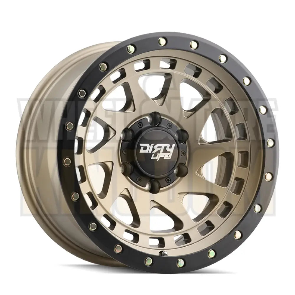 DIRTY LIFE 17x8.5 +0 6x139.7 ENIGMA PRO SATIN GOLD BLACK LIP