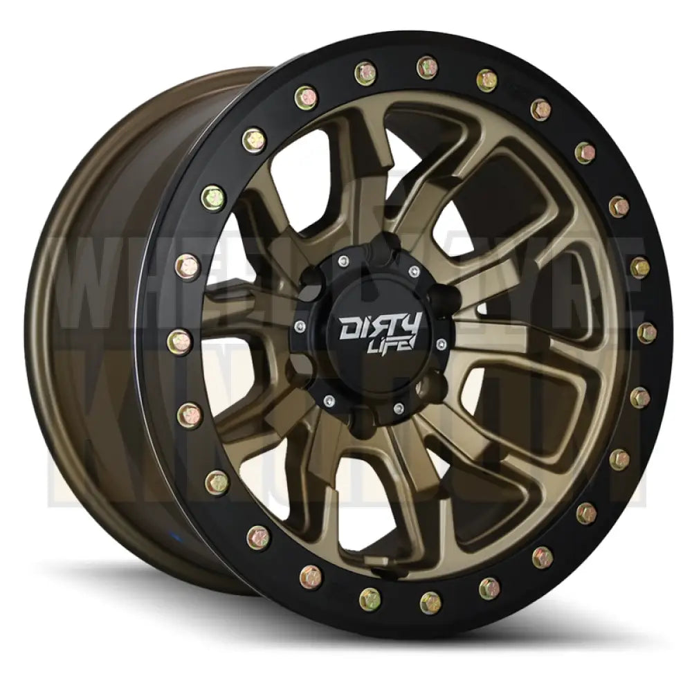 DIRTY LIFE 17x9 -12 5x127 DUAL TEK SATIN GOLD BLACK LIP DT1