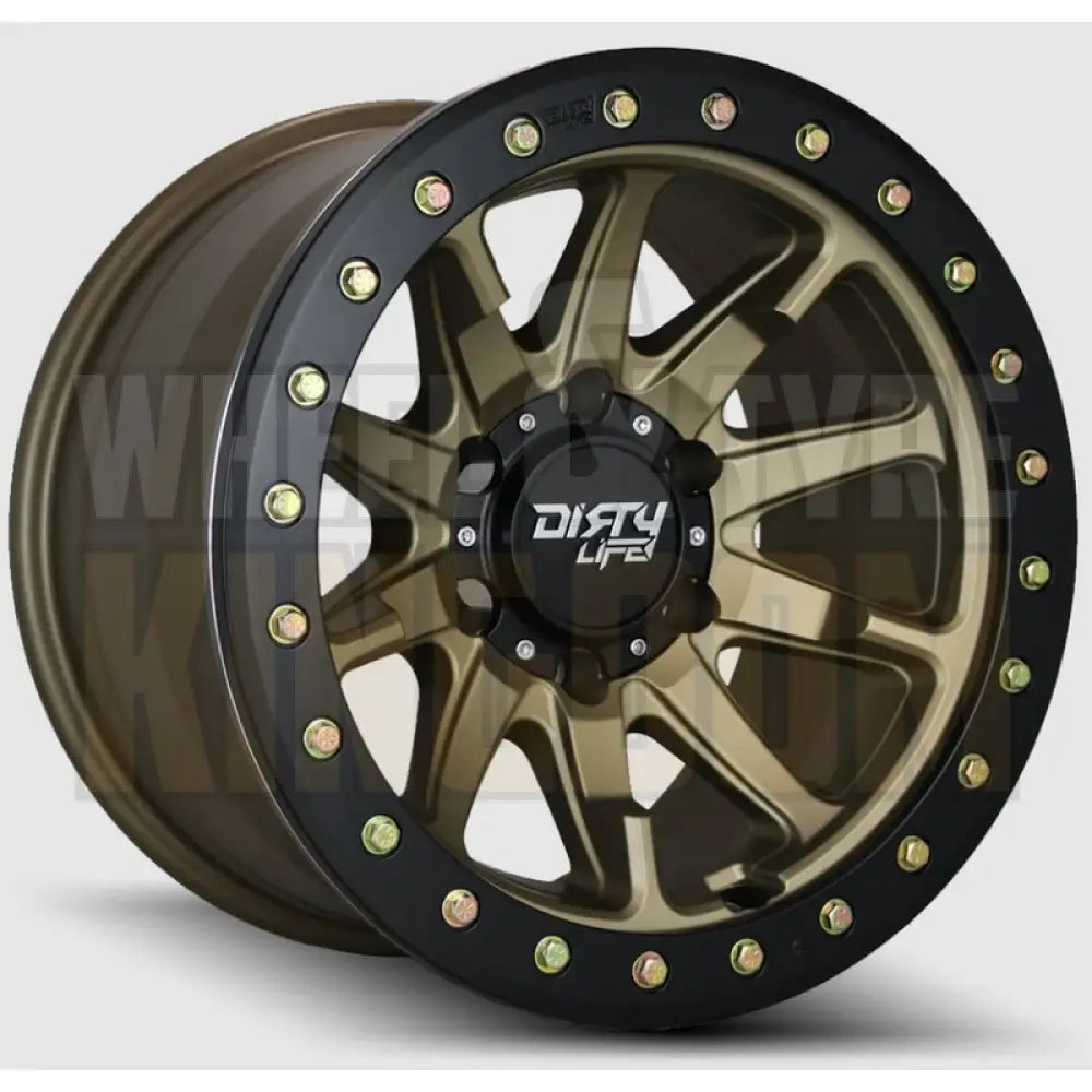 DIRTY LIFE 17x9 -12 5x127 DUAL TEK SATIN GOLD BLACK LIP DT2