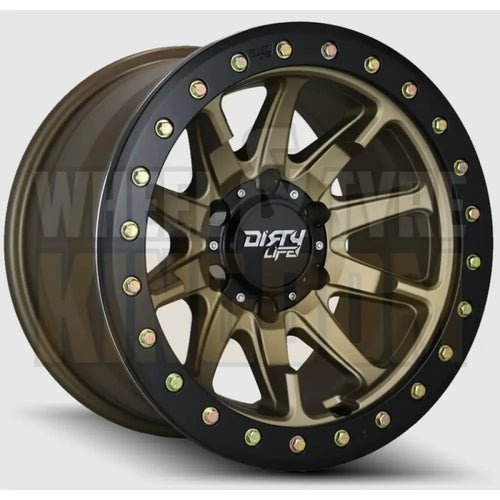 DIRTY LIFE 17x9 -12 5x127 DUAL TEK SATIN GOLD BLACK LIP DT2