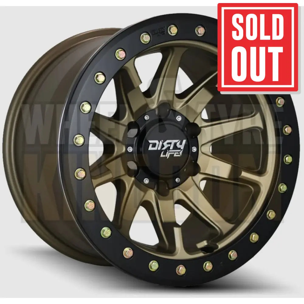 DIRTY LIFE 17x9 -12 5x127 DUAL TEK SATIN GOLD BLACK LIP DT2