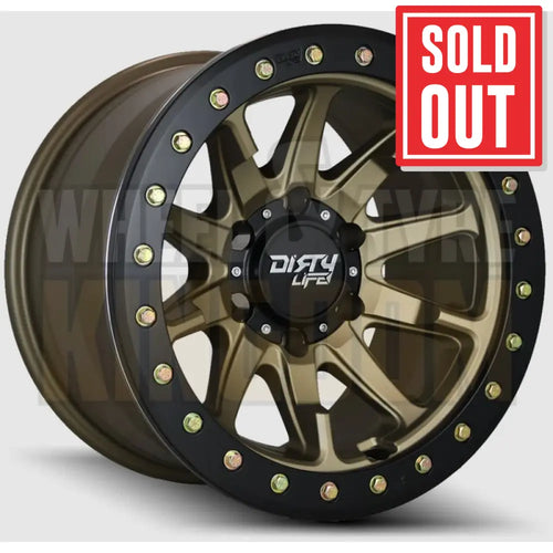 DIRTY LIFE 17x9 -12 5x127 DUAL TEK SATIN GOLD BLACK LIP DT2