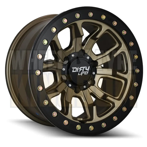 DIRTY LIFE 18x9 +15 6x139.7 DUAL TEK SATIN GOLD BLACK LIP DT1