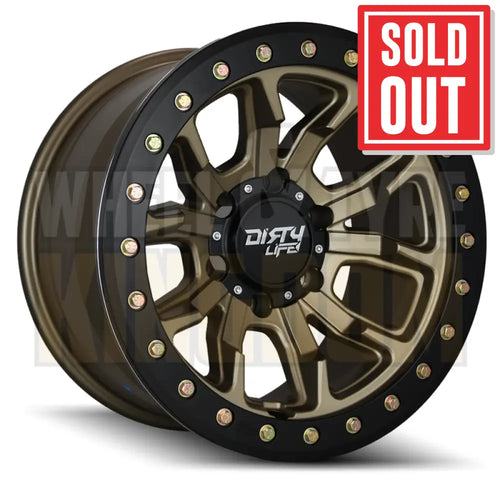DIRTY LIFE 18x9 +15 6x139.7 DUAL TEK SATIN GOLD BLACK LIP DT1