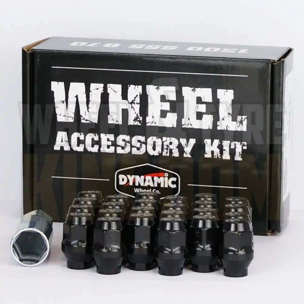 DYNAMIC WHEEL NUT 12x1.25 36mm 19mm HEX ET BLACK (PACK OF 24 + ADAPTOR)