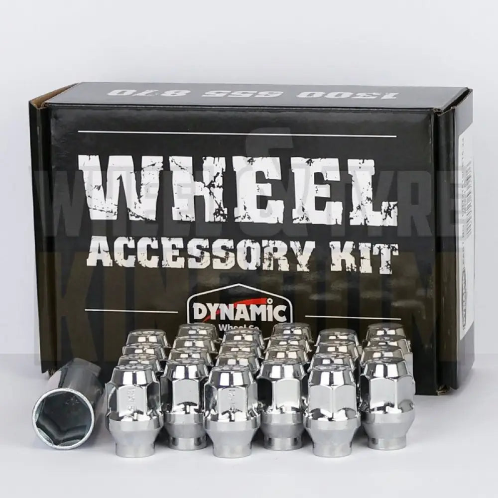 DYNAMIC WHEEL NUT 12x1.25 36mm 19mm HEX ET CHROME (PACK OF 24 + ADAPTOR)