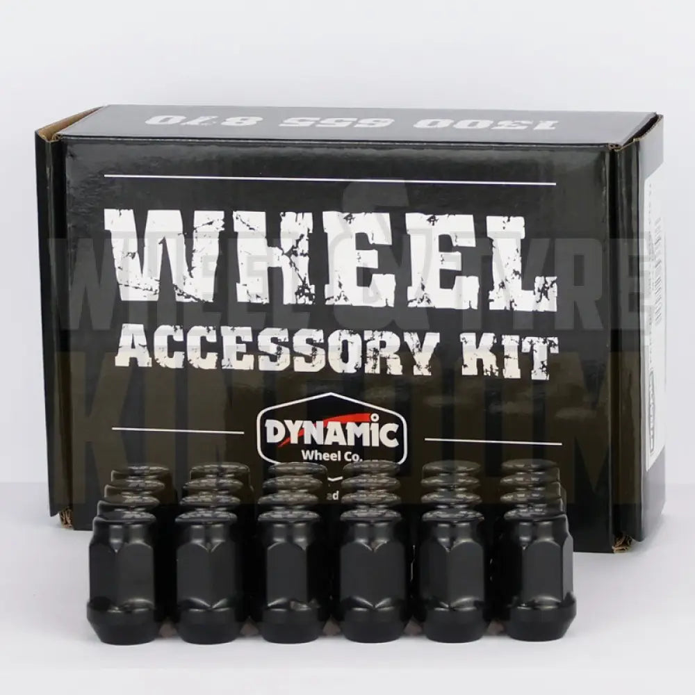 DYNAMIC WHEEL NUT 12x1.5 35mm 19mm HEX BLACK ACORN (PACK OF 24)