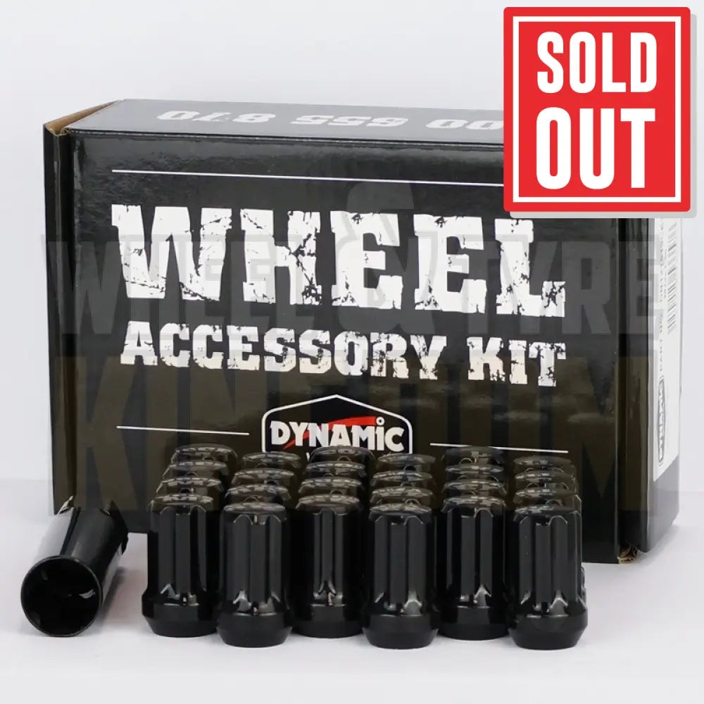 DYNAMIC WHEEL NUT 14x1.5 38mm SPLINE BLACK (7-POINT TRUCK) (PACK OF 24 + KEY)