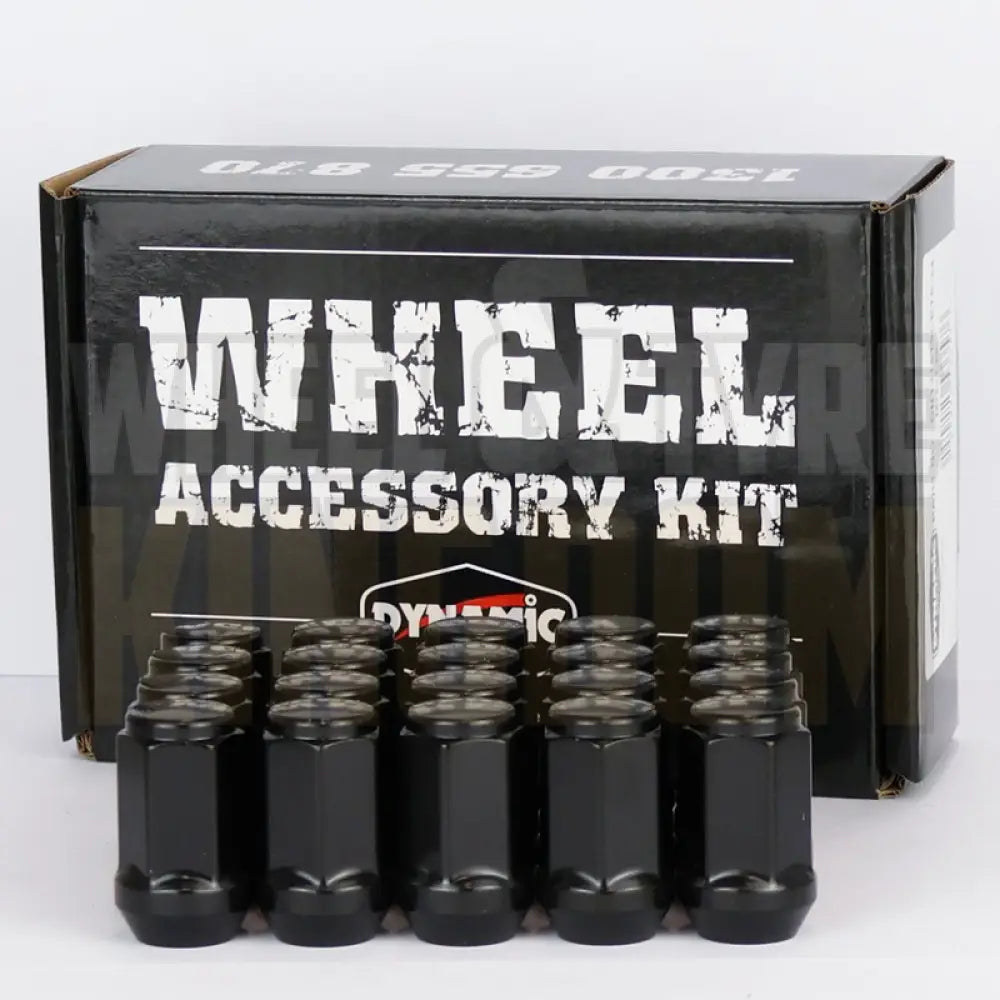 DYNAMIC WHEEL NUT 14x1.5 45mm 21mm HEX BLACK ACORN (PACK OF 24)