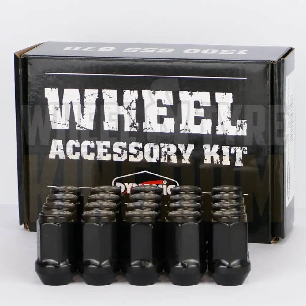 DYNAMIC WHEEL NUT 14x1.5 45mm 22mm HEX BLACK ACORN (PACK OF 20)