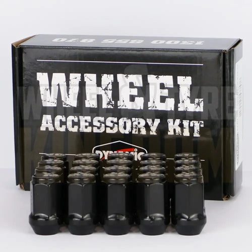 DYNAMIC WHEEL NUT 14x1.5 45mm 22mm HEX BLACK ACORN (PACK OF 20)
