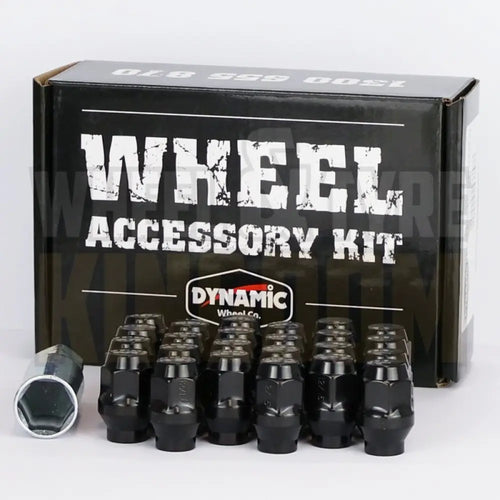 DYNAMIC WHEEL NUT 14x1.5 50mm 19mm HEX ET BLACK (PACK OF 24 + ADAPTOR)