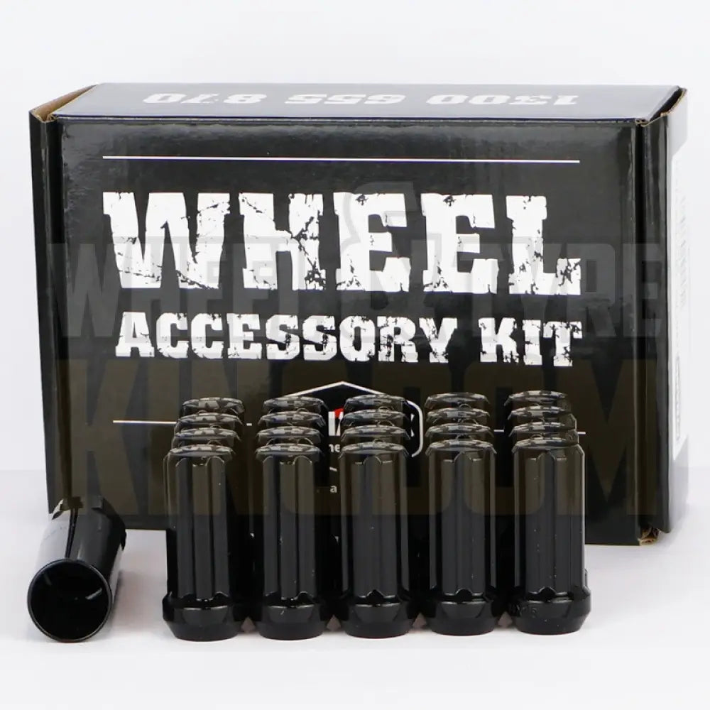 DYNAMIC WHEEL NUT 14x1.5 52mm SPLINE BLACK (7-POINT TRUCK) (PACK OF 20 + KEY)