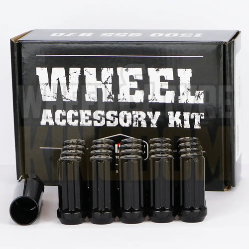 DYNAMIC WHEEL NUT 14x1.5 52mm SPLINE BLACK (7-POINT TRUCK) (PACK OF 20 + KEY)