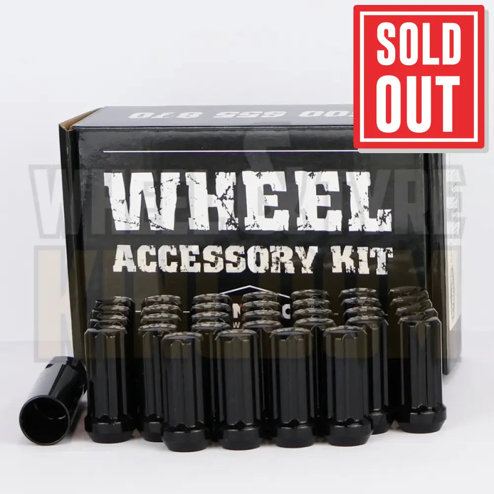 DYNAMIC WHEEL NUT 14x1.5 52mm SPLINE BLACK (7-POINT TRUCK) (PACK OF 32 + KEY)