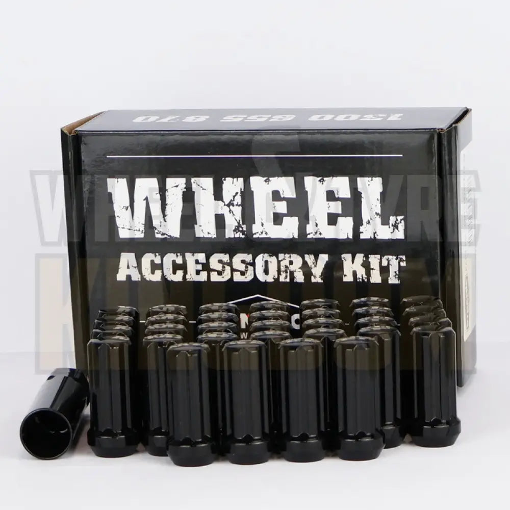 DYNAMIC WHEEL NUT 14x1.5 52mm SPLINE BLACK (7-POINT TRUCK) (PACK OF 32 + KEY)