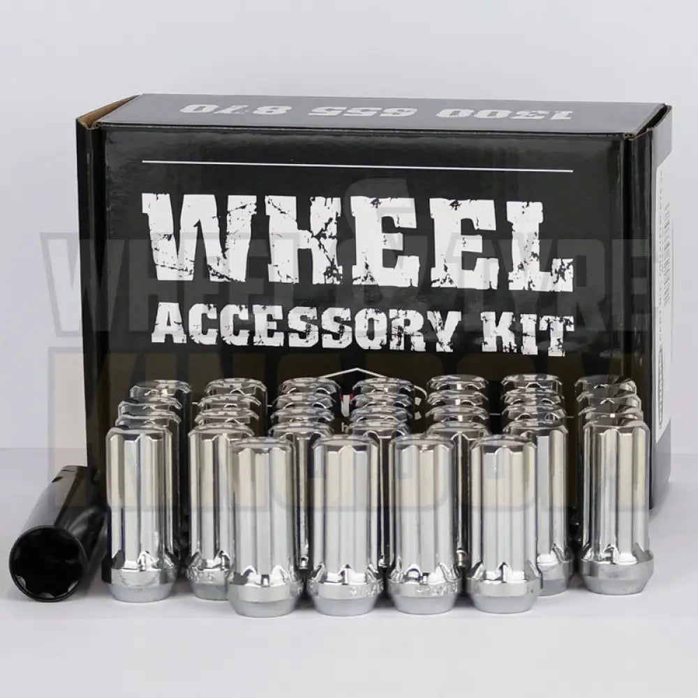 DYNAMIC WHEEL NUT 14x1.5 52mm SPLINE CHROME (7-POINT TRUCK) (PACK OF 32 + KEY)