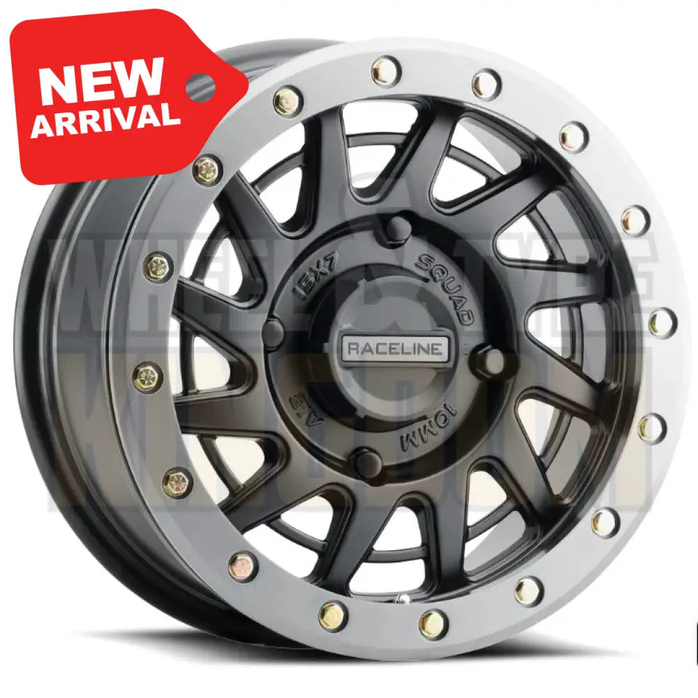 RACELINE ALLOY 15x7 +10 4x156 SQUAD SATIN BLACK BEADLOCK