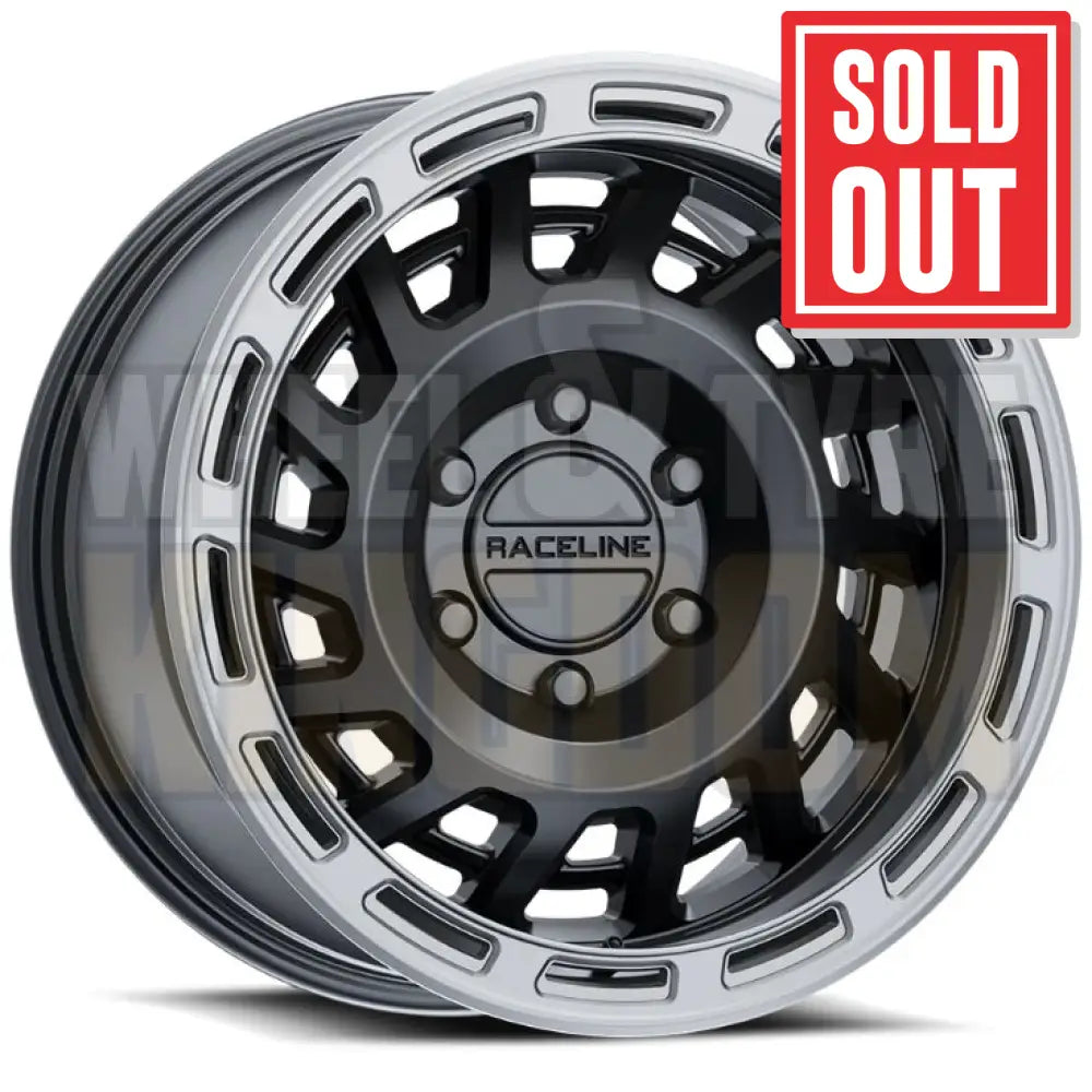 RACELINE ALLOY 17x8.5 +0 6x139.7 HALO Satin Black Silver Ring