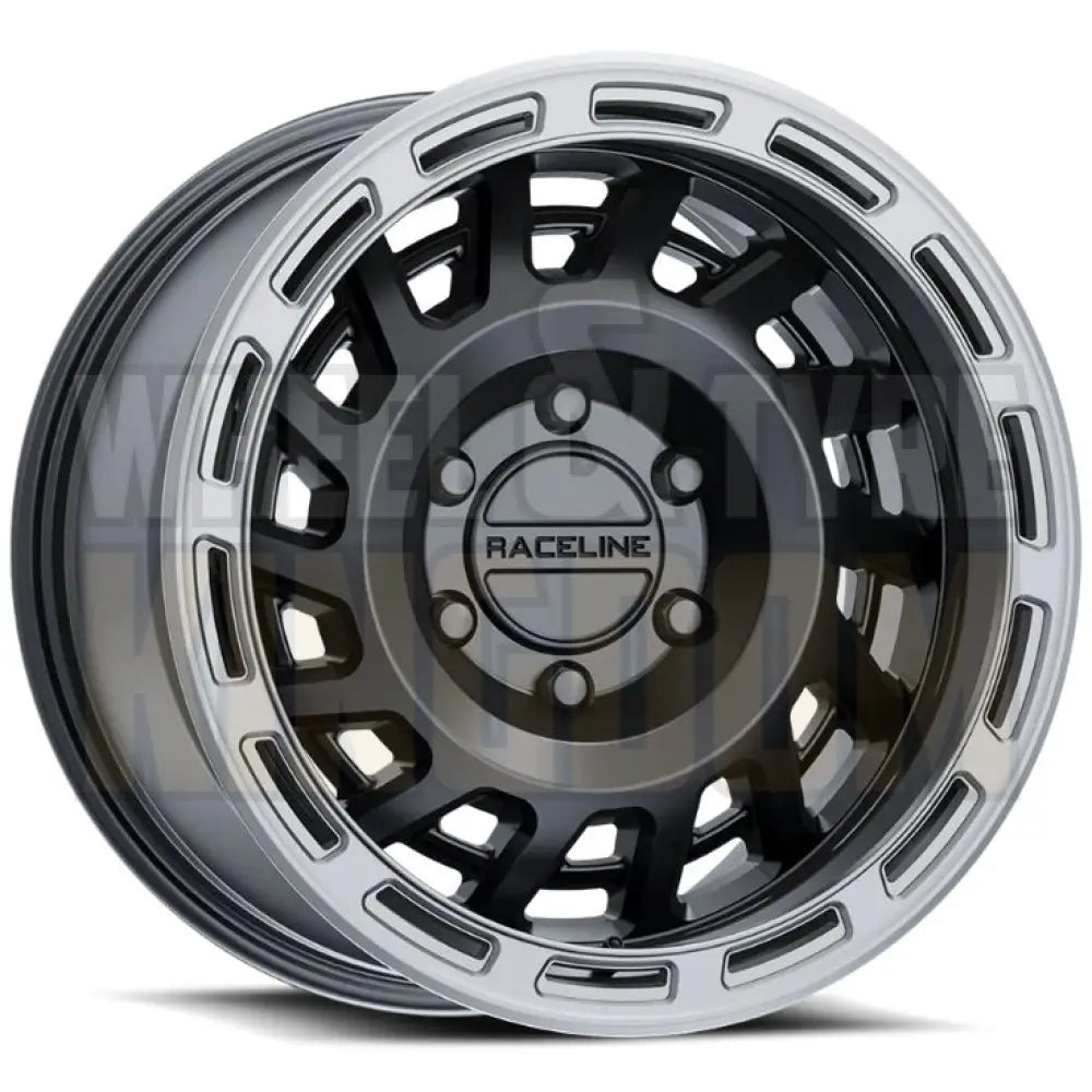 RACELINE ALLOY 17x8.5 +0 6x139.7 HALO Satin Black Silver Ring