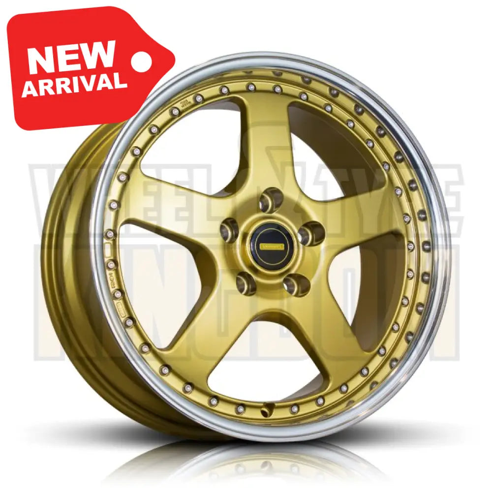 18X8.5 4-STUD SIMMONS FR-1 GOLD MIRROR LIP - Wheels
