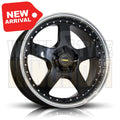 18X8.5 5x120 +43 SIMMONS FR-1 GLOSS BLACK MIRROR LIP - Wheels