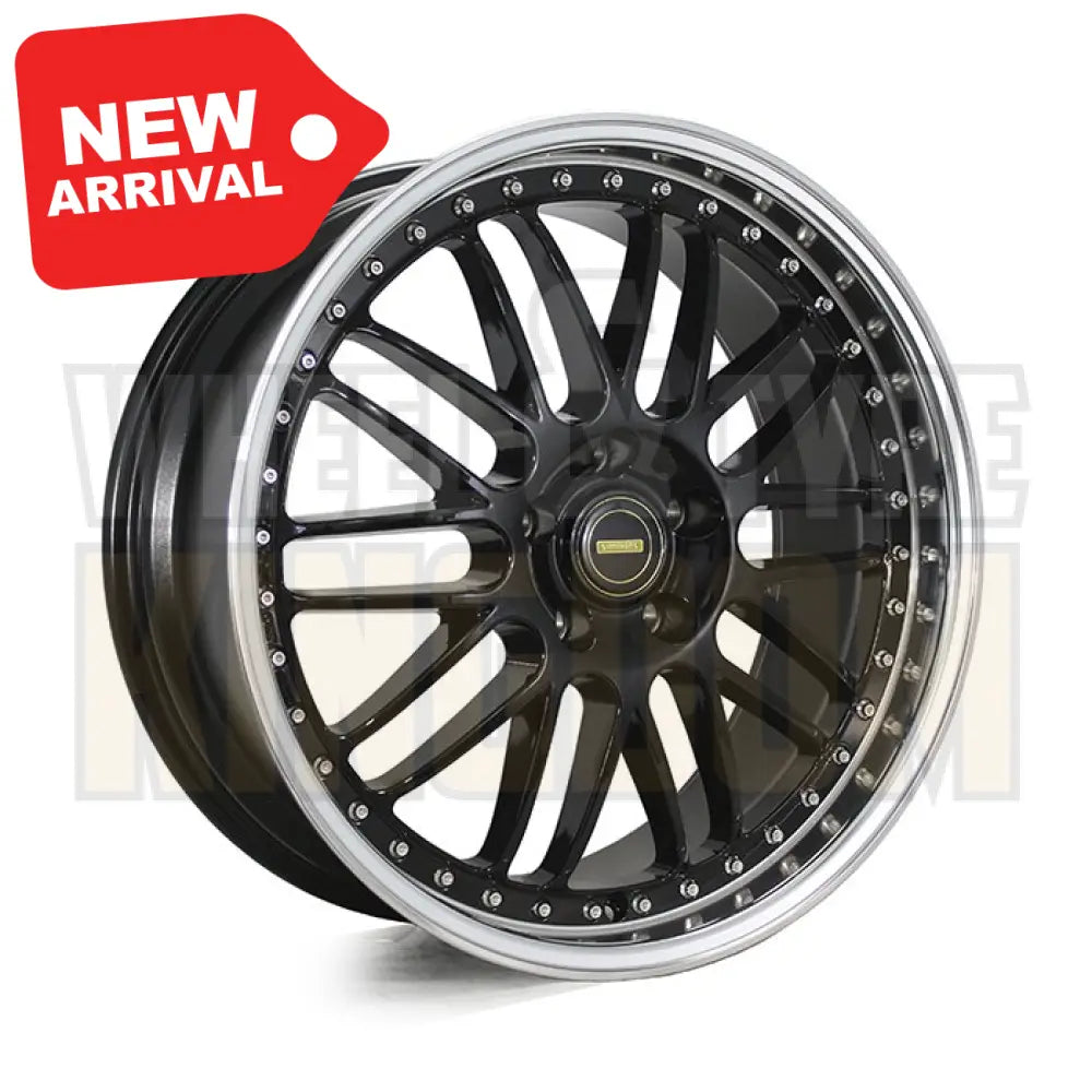 19X9.5 5x120 +43 SIMMONS OM-1 GLOSS BLACK MIRROR LIP - Wheels