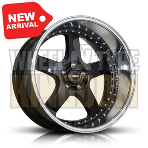 Simmons 20x10.0 5x114.3 -38.1 FR-1 Gloss Black Mirror Lip