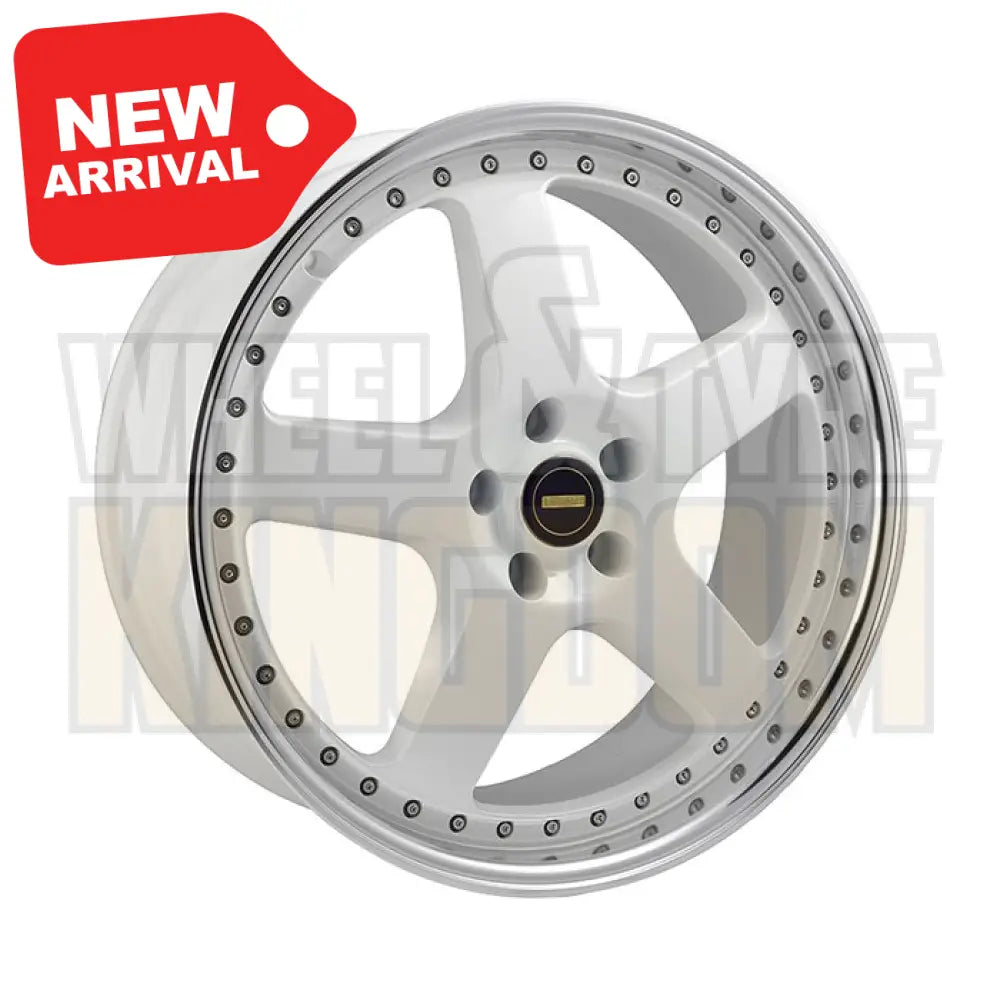 20X8.5 5x114.3 +25 SIMMONS FR-1 WHITE MIRROR LIP - Wheels