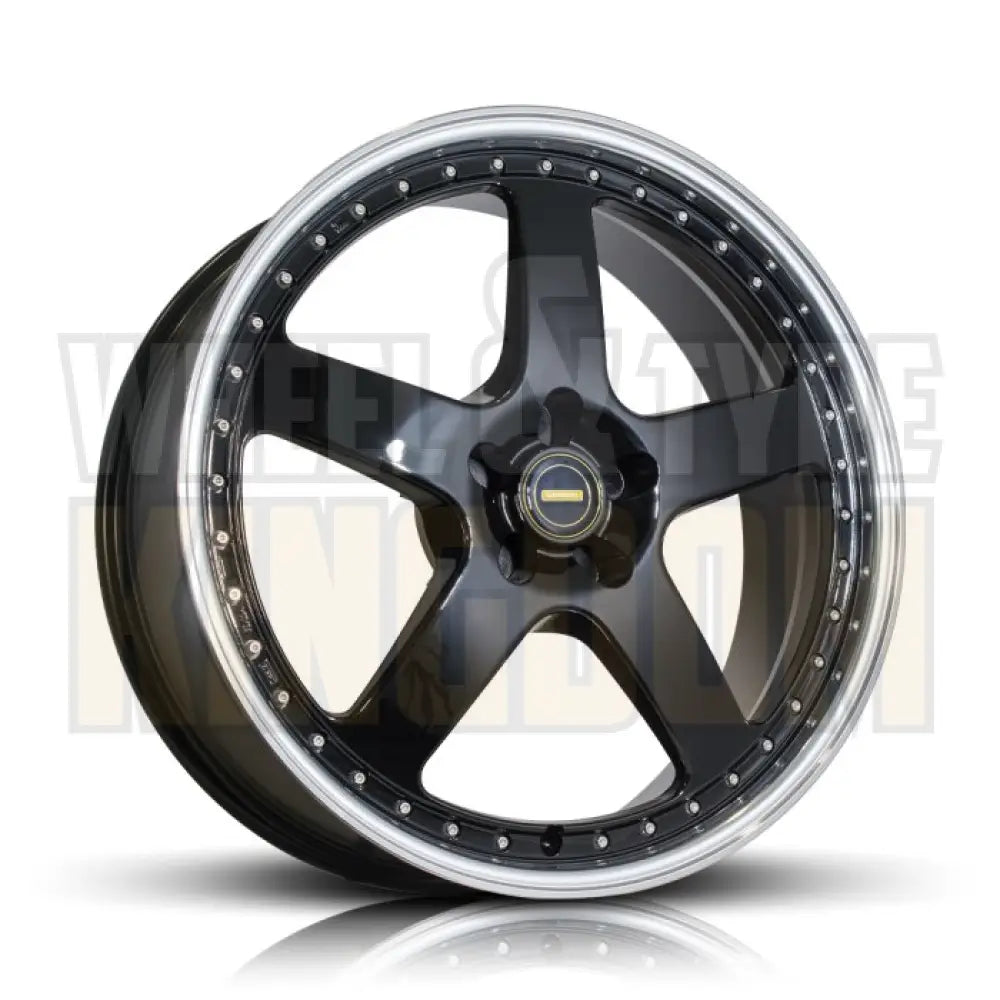 20X8.5 5x114.3 +35 SIMMONS FR-1 GLOSS BLACK MIRROR LIP - Wheels