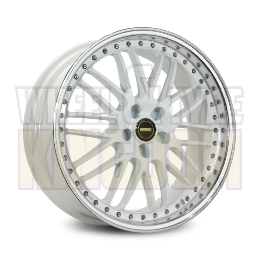 20X8.5 5-STUD SIMMONS OM-1 WHITE MIRROR LIP - Wheels