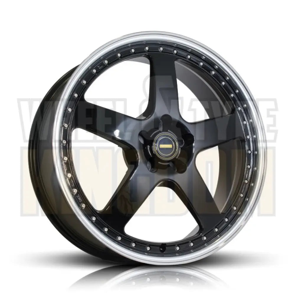 20X9.5 5x114.3 +43 SIMMONS FR-1 GLOSS BLACK MIRROR LIP - Wheels