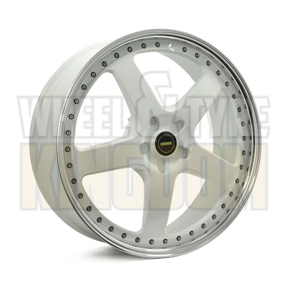22X9.5 5x120 +49 SIMMONS FR-1 WHITE MIRROR LIP - Wheels