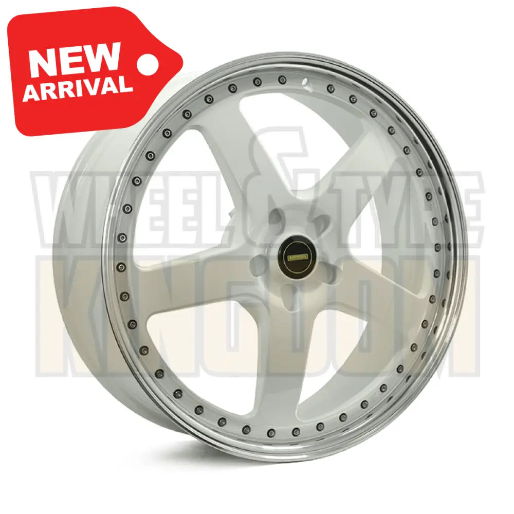 22X9.5 5x120 +50 SIMMONS FR-1 WHITE MIRROR LIP - Wheels