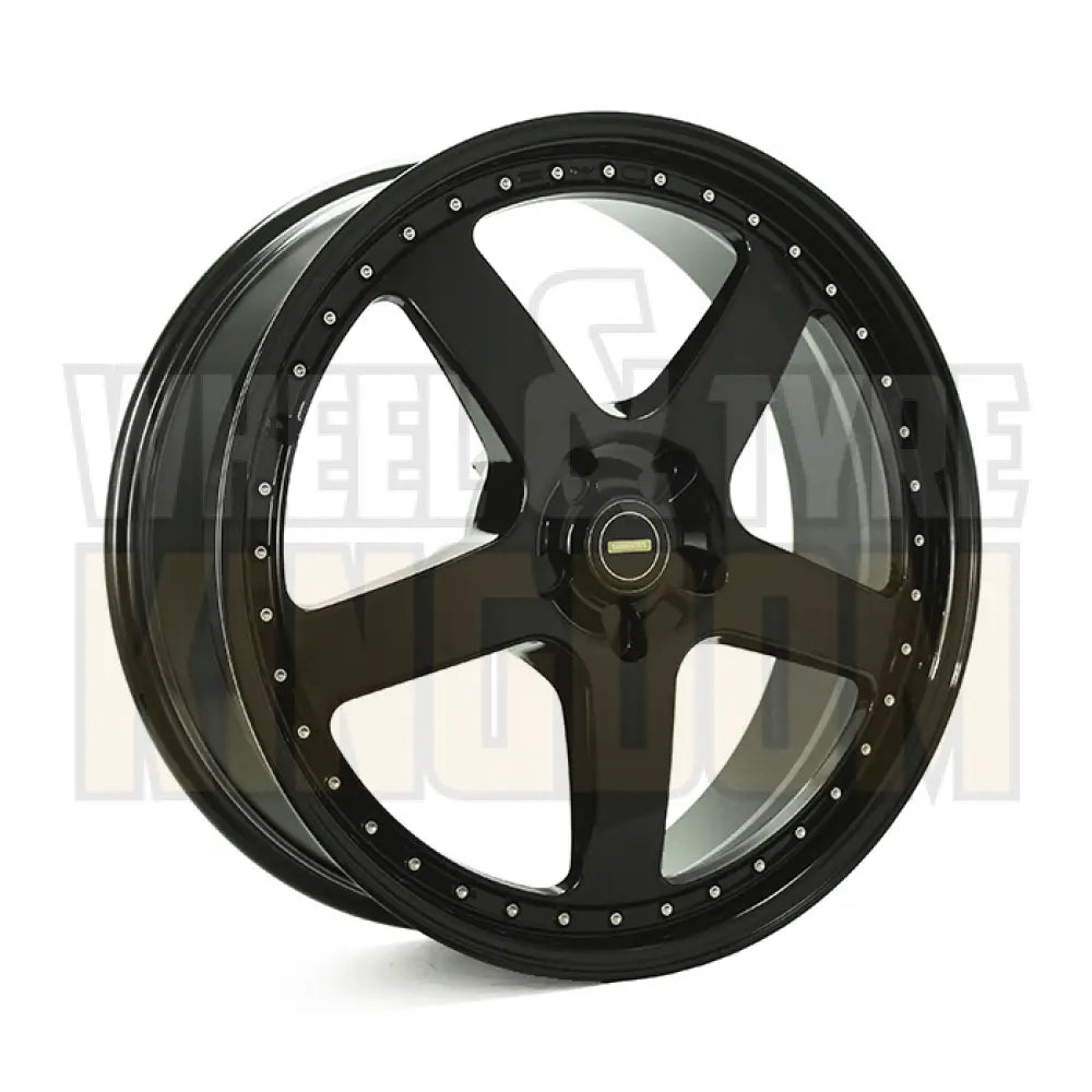 22X9.5 L66 5-STUD SIMMONS FR-1 FULL GLOSS BLACK - Wheels