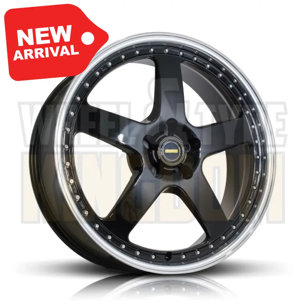 22X9.5 L66 5-STUD SIMMONS FR-1 GLOSS BLACK MIRROR LIP - Wheels
