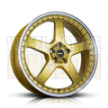 22X9.5 L66 5-STUD SIMMONS FR-1 GOLD MIRROR LIP - Wheels