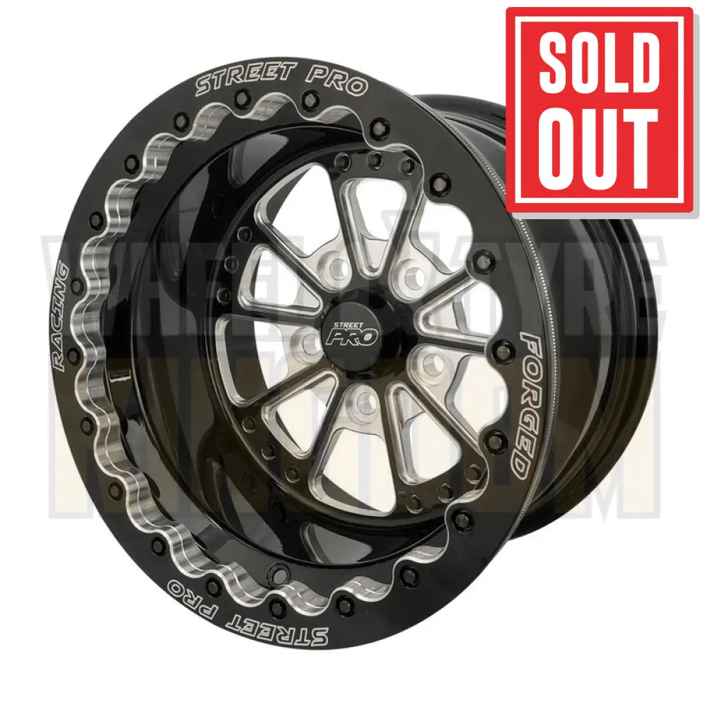 Street Pro 009 Series Forged Wheel, Rear Beadlock 15x8'' / 3.50'' Backspace (-25) / 5x4.75" Bolt Circle Chevrolet, Gloss Black Milled