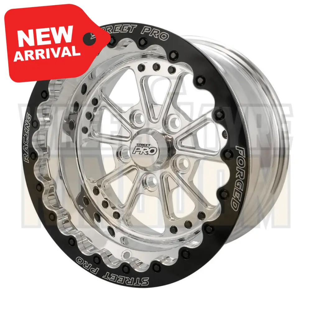 Street Pro 009 Series Forged Wheel, Rear Beadlock 15x8'' / 3.50'' Backspace (-25) / 5x4.75" Bolt Circle Chevrolet, Polished