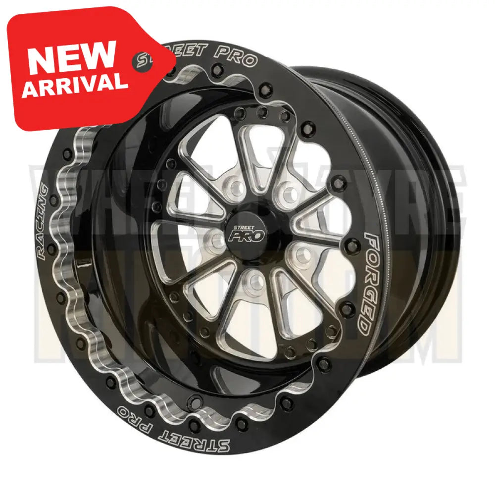 Street Pro 009 Series Forged Wheel, Rear Beadlock 15x8'' / 4.50'' Backspace (0) / 5x4.50" Bolt Circle Ford, Gloss Black Milled
