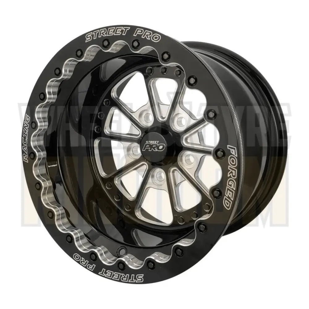 Street Pro 009 Series Forged Wheel, Rear Beadlock 15x8'' / 4.50'' Backspace (0) / 5x4.50" Bolt Circle Ford, Gloss Black Milled