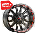 Weld Off-Road Gauntlet 20x10 5x114.3 & 5x127 -18 Gloss Black Milled Red