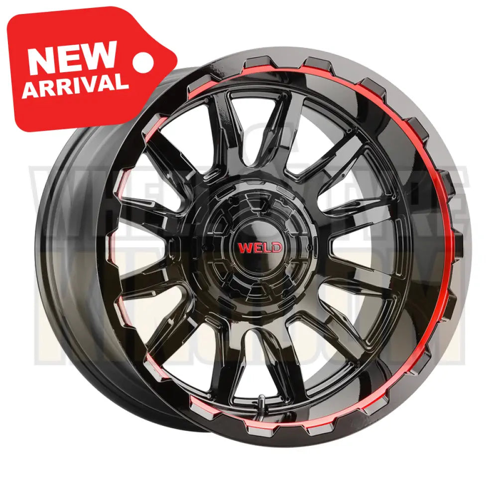 Weld Off-Road Gauntlet 20x10 5x114.3 & 5x127 -18 Gloss Black Milled Red